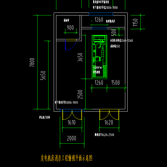 康明斯发电机房平面示意图 康明斯发电机房平面示意图