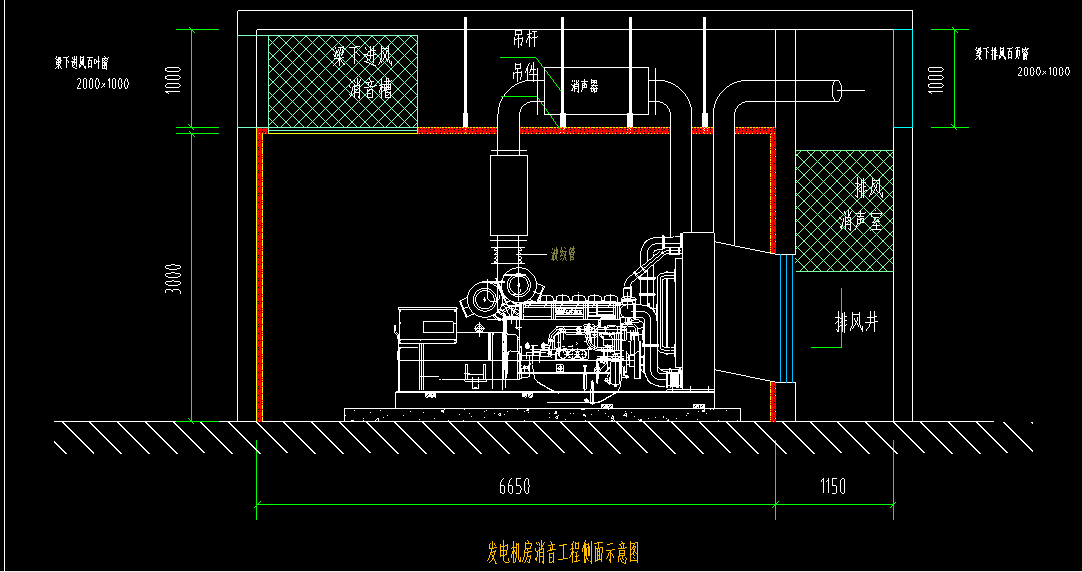 上柴柴油发电机房消音设计平面图 上柴柴油发电机房消音设计平面图
